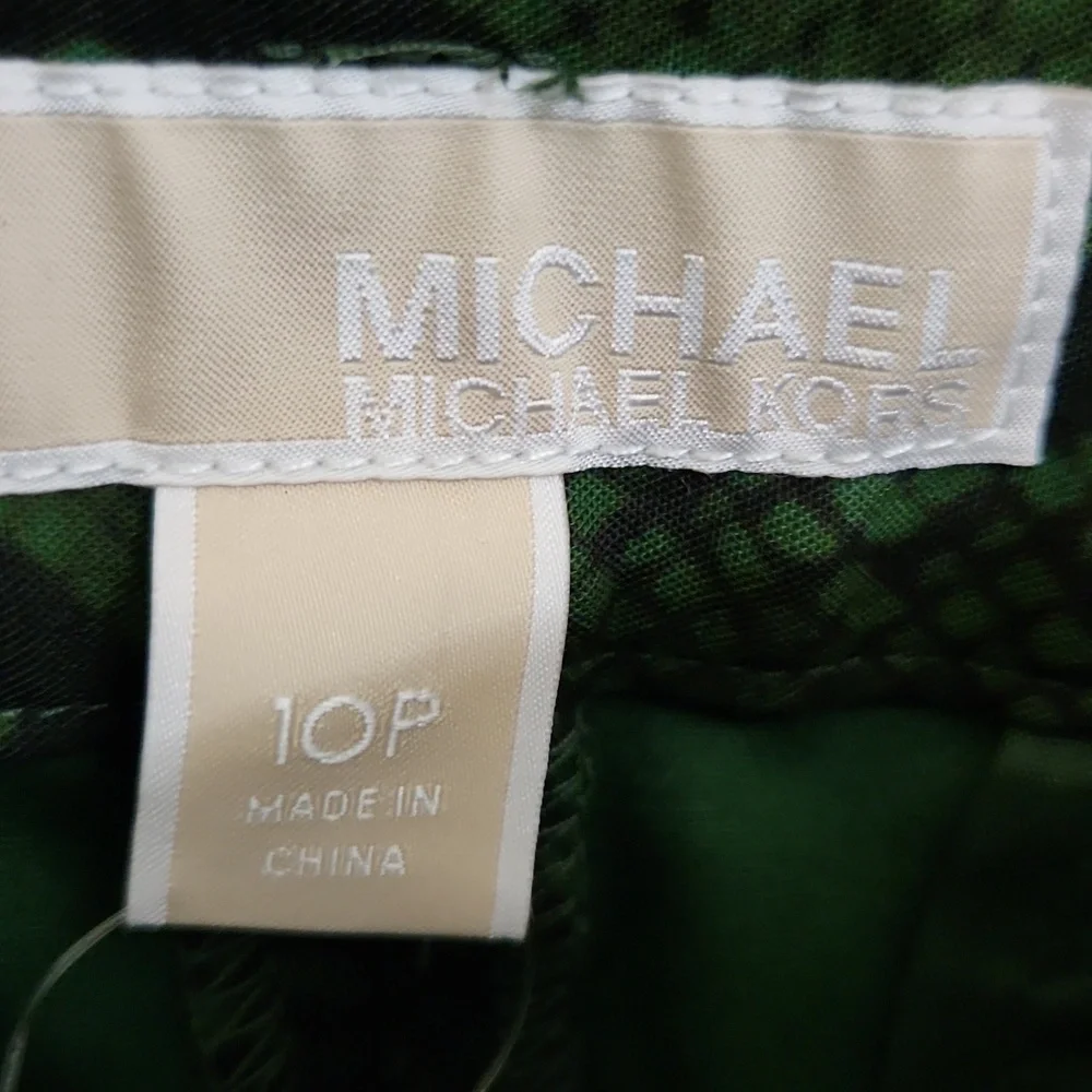 MICHAEL Kors Green Cropped Ankle Pants Snakeskin Dressy Career Office 10 Large - Picture 6 of 10